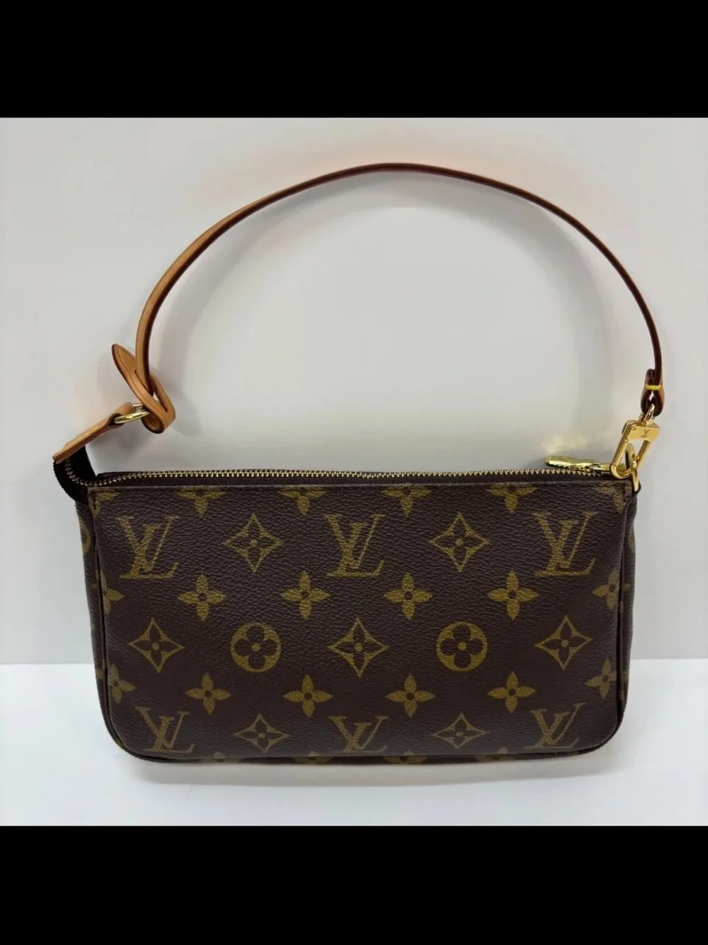 Louis Vuitton Monogram Canvas Mini Pochette with Vachetta Strap